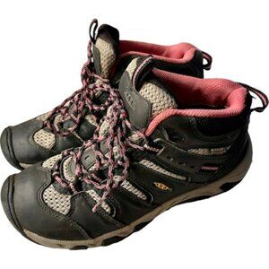 KEEN Koven Mid Waterproof Hiking Boots - Gray/Pink - 7.5
